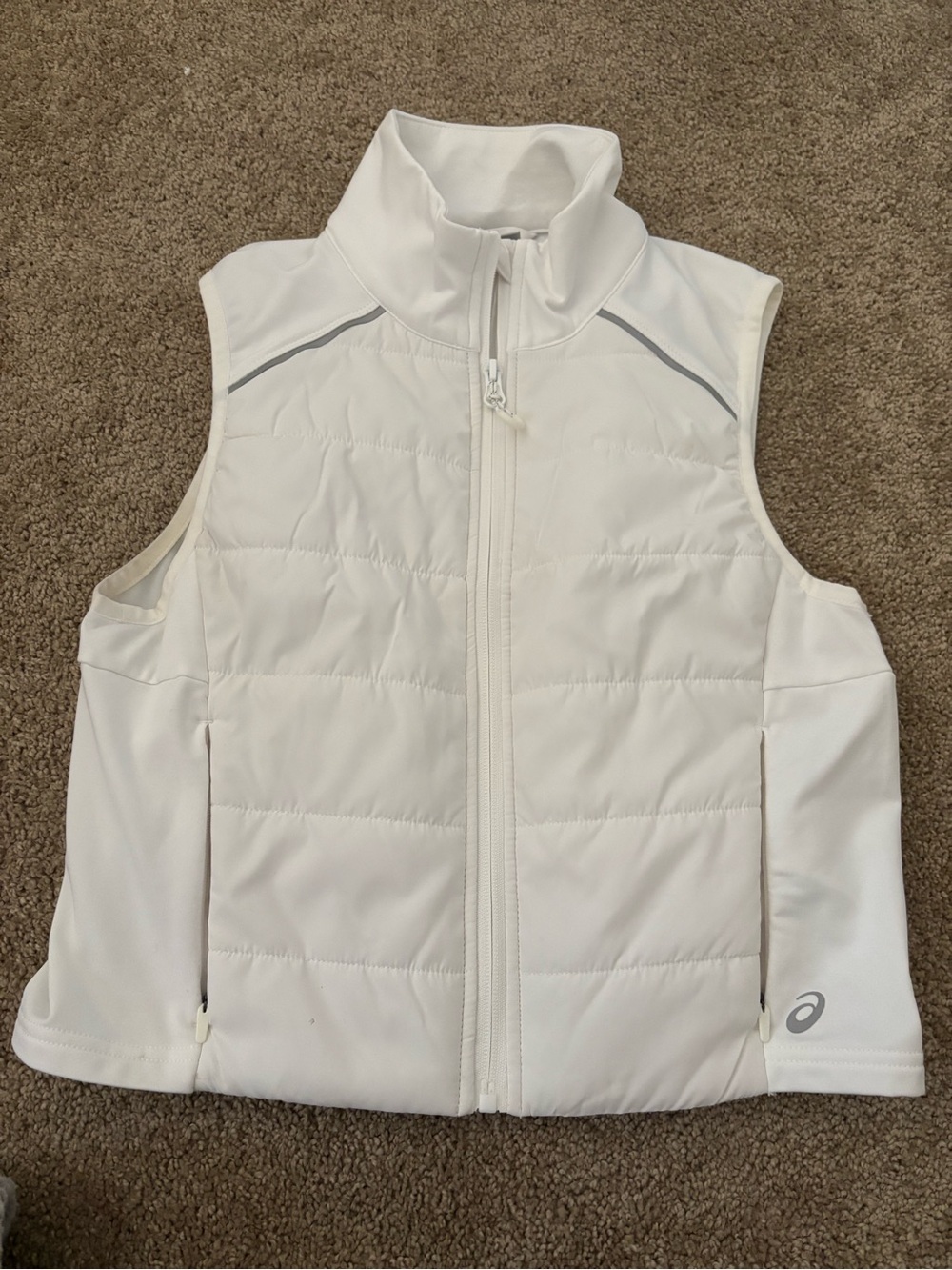 Asics White Quilted Vest with High Collar